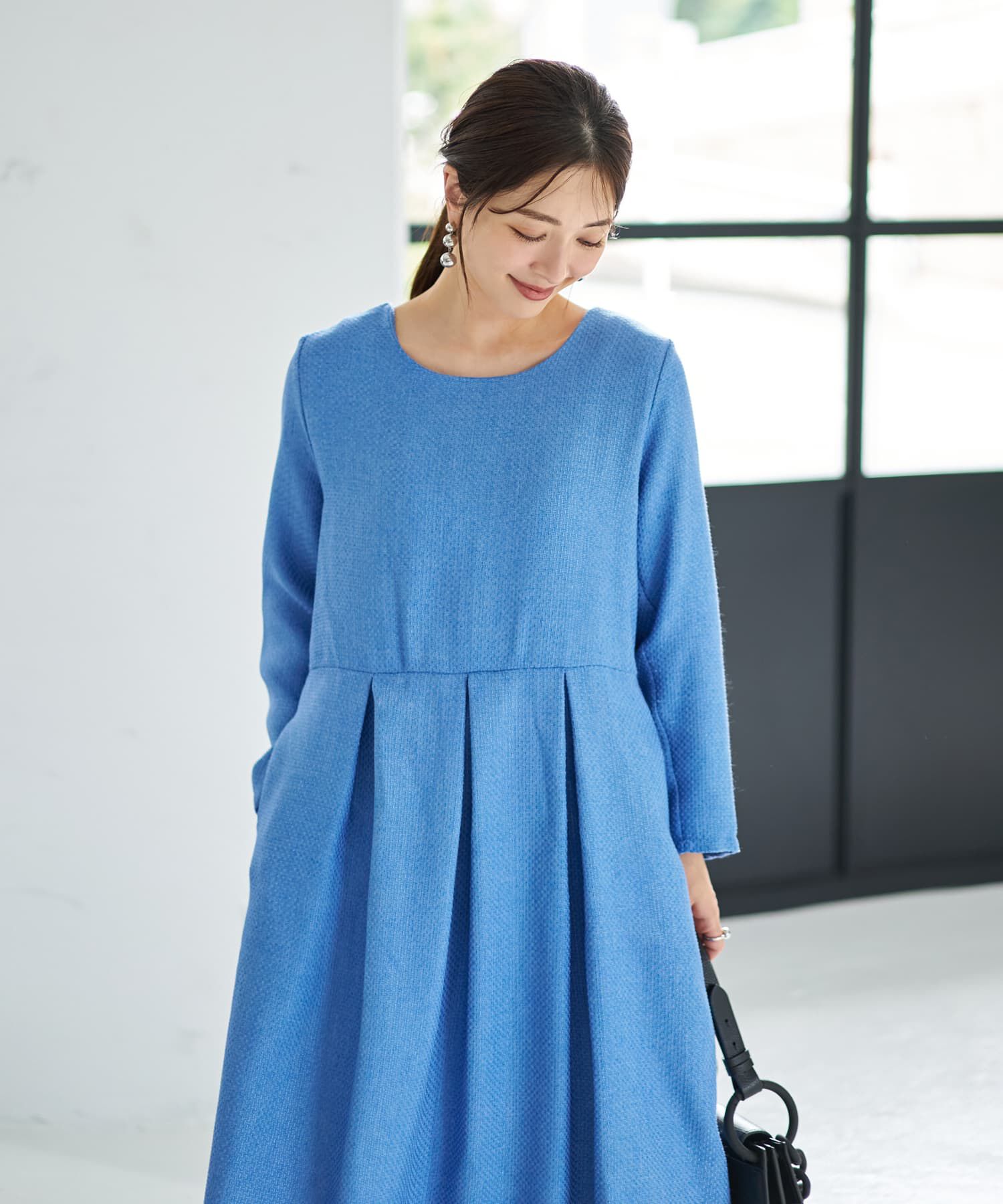 STYLE DELI「凹凸織り生地タックワンピース」|ワンピース|