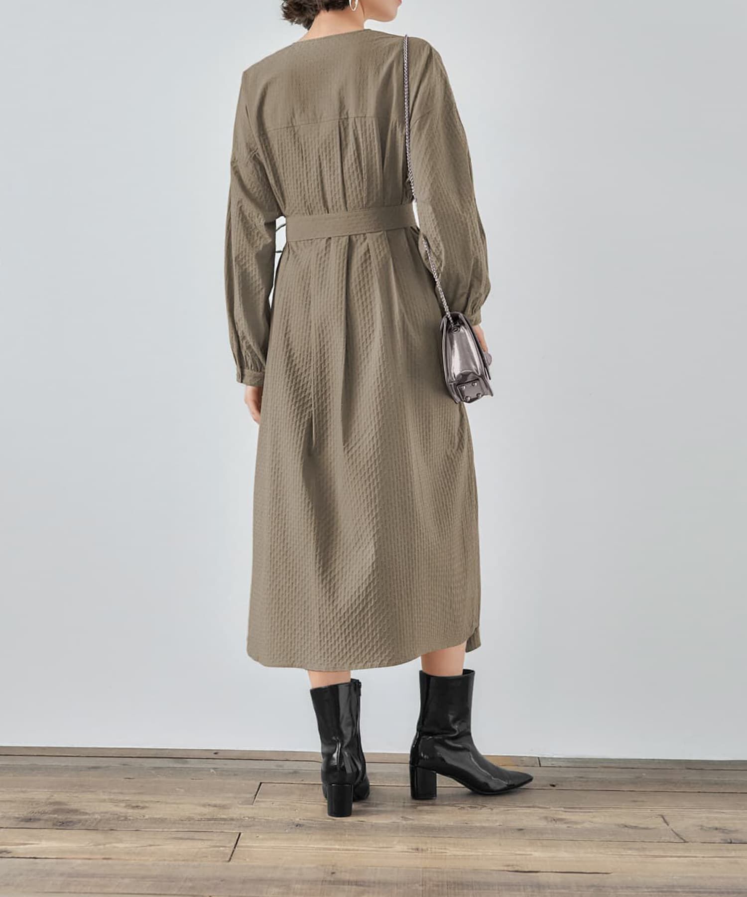 STYLE DELI「コートにもなるドビー織りドット柄ワンピース」|ワンピース|