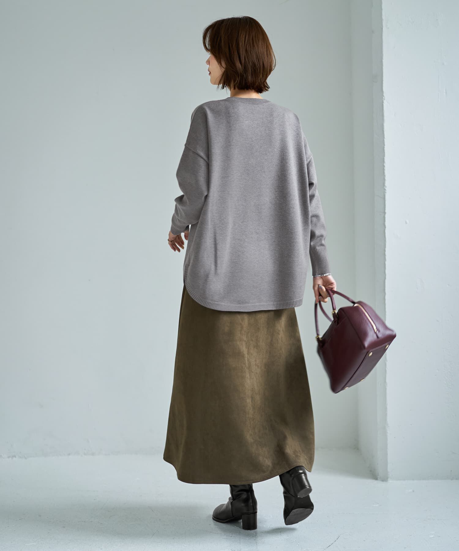 STYLE DELI「胸ポケット裾ラウンドニットトップス」|ニット・セーター|