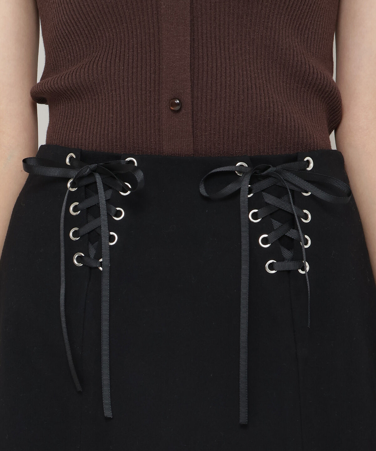 REDYAZEL「リボンレースアップミニスカート」|タイト|