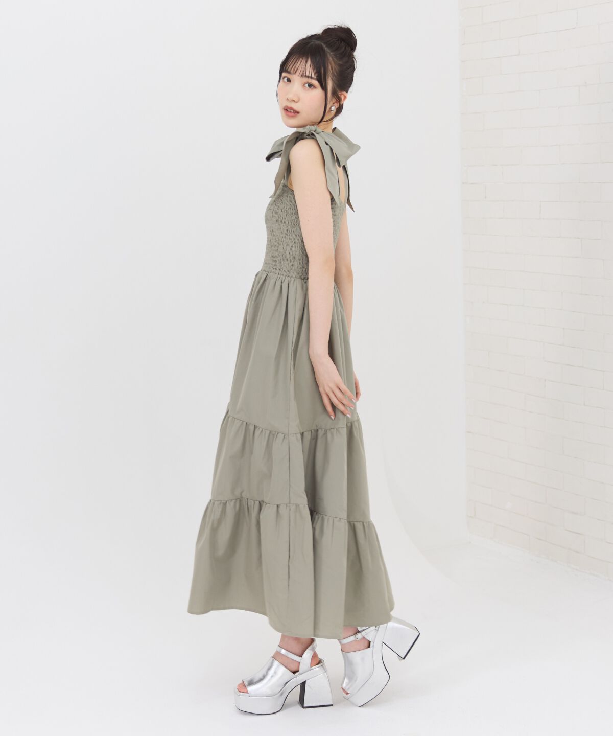 REDYAZEL「リボンショルダーティアードワンピース」|ワンピース|