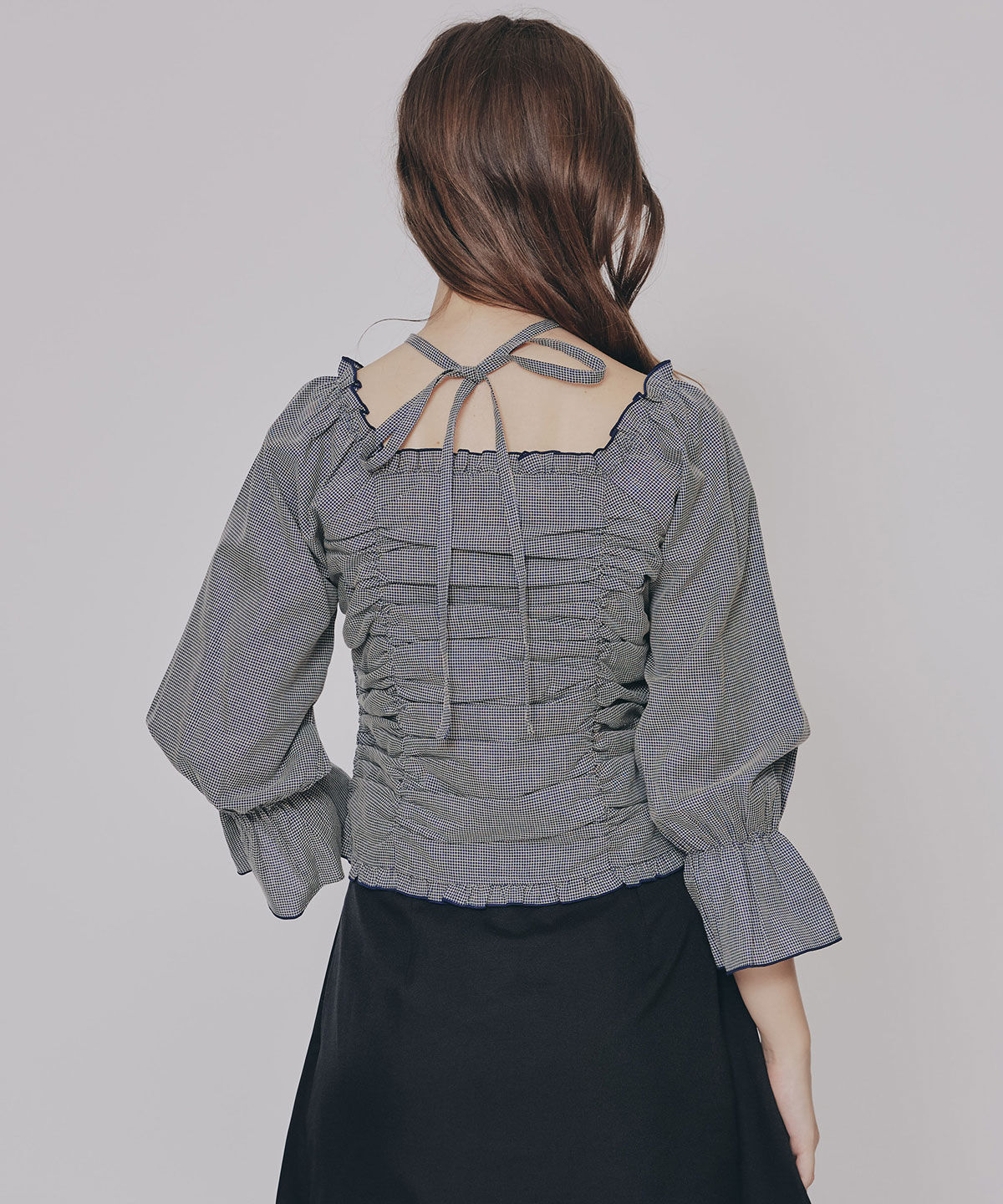 REDYAZEL「フロントZIPクロスギャザーブラウス」|シャツ・ブラウス|