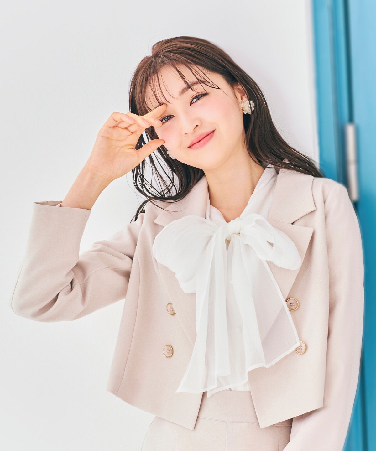 WILLSELECTION「ダブルボタンショートジャケット」|テーラードジャケット|ベージュ