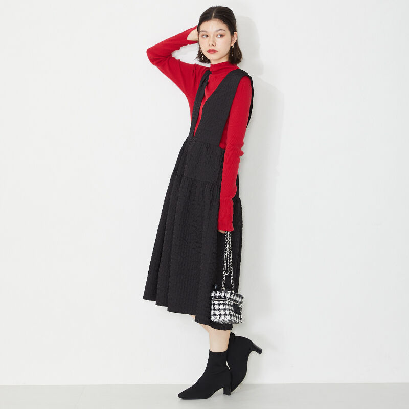 ORiental TRaffic「プレートヒールニットブーツ/31422」|ショートブーツ|