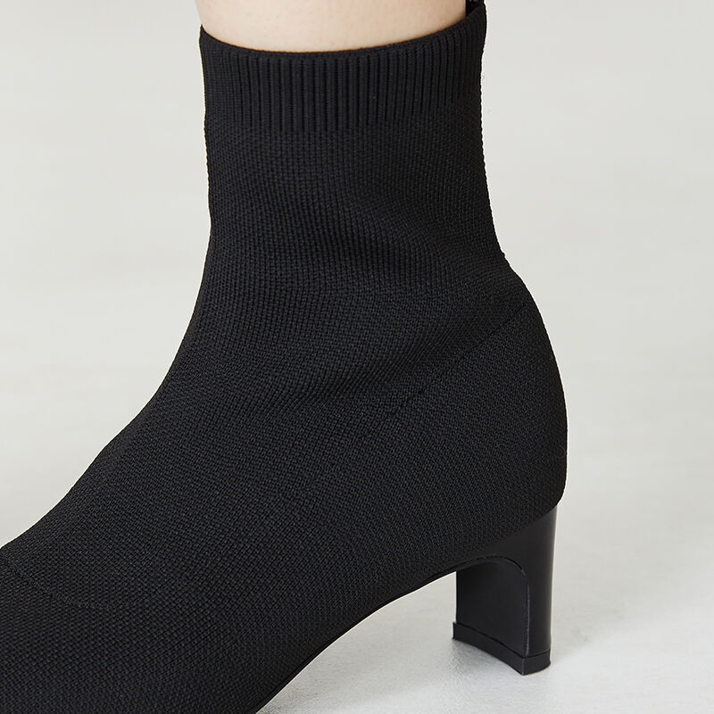 ORiental TRaffic「プレートヒールニットブーツ/31422」|ショートブーツ|