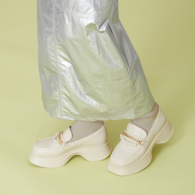 ORiental TRaffic「パールチェーン厚底ニットブーツ/31431」|ショートブーツ|