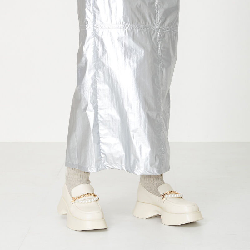 ORiental TRaffic「パールチェーン厚底ニットブーツ/31431」|ショートブーツ|