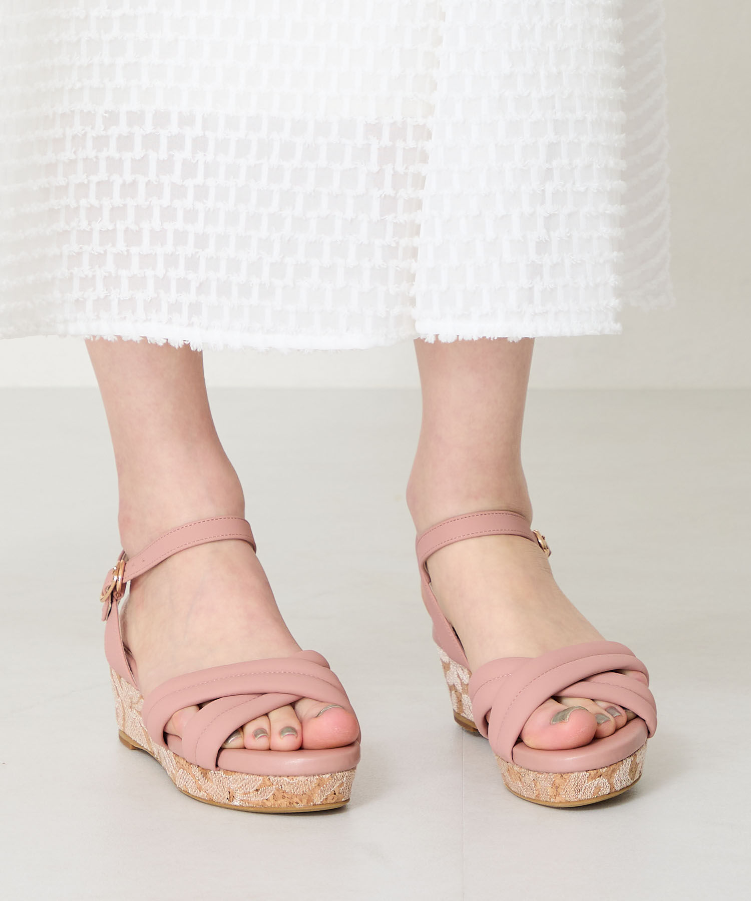 WA Oriental TRaffic「●2025春夏新作●パデットクロスコルクウエッジサンダル/52212 サンダル　人気 トレンド」|サンダル|