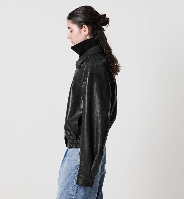 AEWEN MATOPH「＜AEWEN MATOPH＞リブカラーレザーブルゾン」|ライダースジャケット|