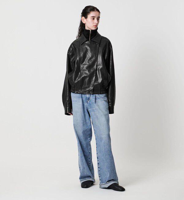 AEWEN MATOPH「＜AEWEN MATOPH＞リブカラーレザーブルゾン」|ライダースジャケット|