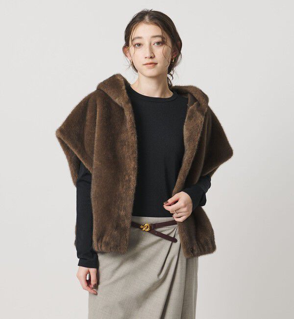 UNITED ARROWS「＜STUDIO AR＞OLENA リバーシブル フェイクファー ベスト」|ベスト・ジレ|