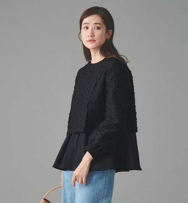 UNITED ARROWS「フラワー カットジャガード コンビブラウス」|シャツ・ブラウス|