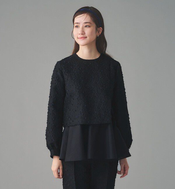 UNITED ARROWS「フラワー カットジャガード コンビブラウス」|シャツ・ブラウス|