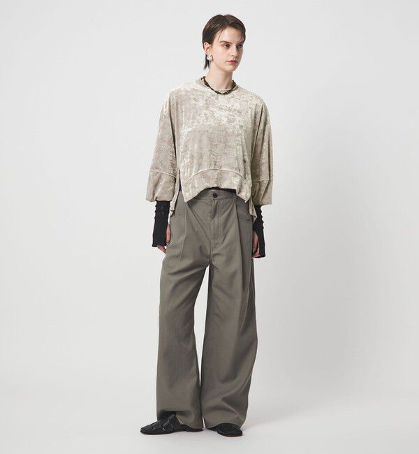 ASTRAET「＜ASTRAET＞ベロア スソジップ クルーネックカットソー」|Tシャツ・カットソー|