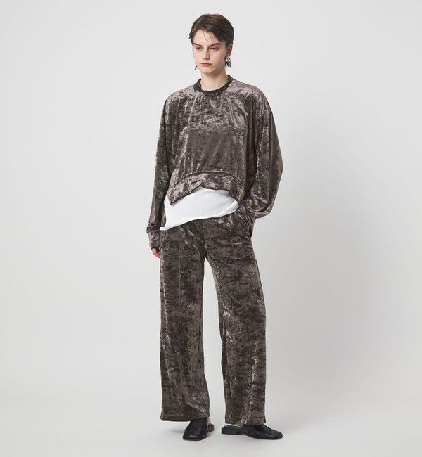 ASTRAET「＜ASTRAET＞ベロア スソジップ クルーネックカットソー」|Tシャツ・カットソー|