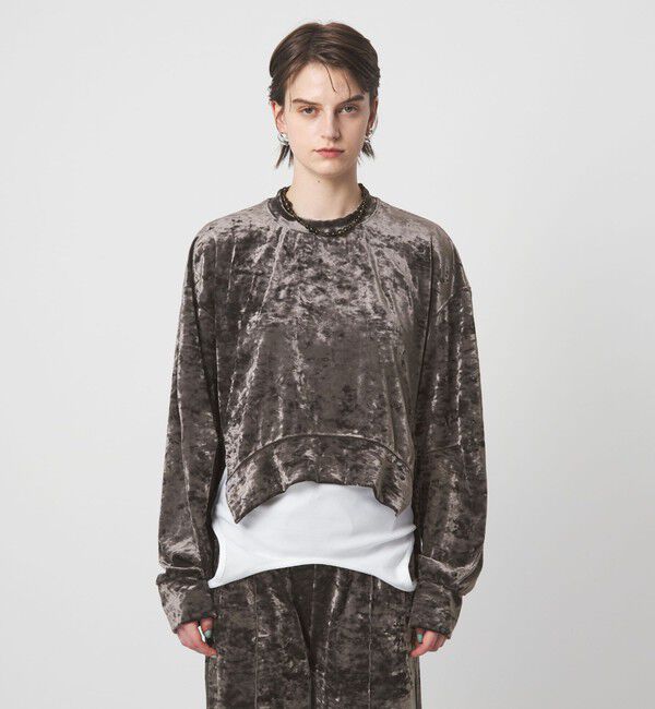 ASTRAET「＜ASTRAET＞ベロア スソジップ クルーネックカットソー」|Tシャツ・カットソー|
