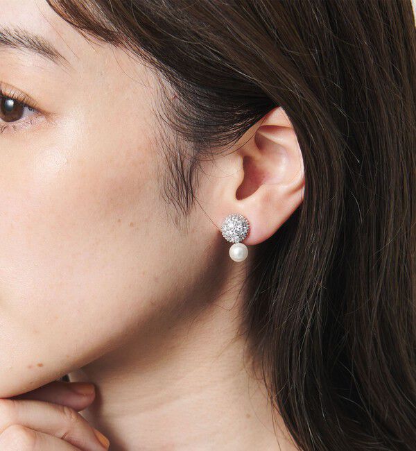 UNITED ARROWS「パヴェボール＆イミテーションパール イヤリング」|イヤリング|SILVER