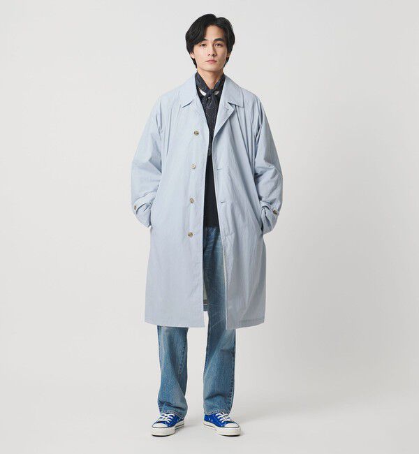 UNITED ARROWS「ナイロン/タフタ ウィンドウ マック コート 撥水」|ステンカラーコート|LT.BLUE