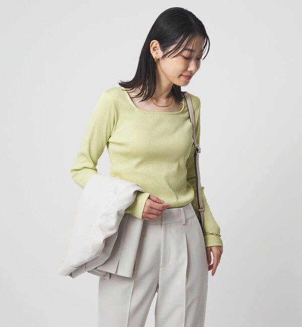 UNITED ARROWS green label relaxing「ブライトリブ スクエアネック ロングスリーブ カットソー」|Tシャツ・カットソー|
