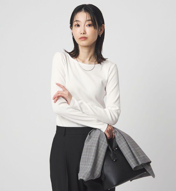 UNITED ARROWS green label relaxing「ブライトリブ ボートネック ロングスリーブ カットソー」|Tシャツ・カットソー|OFF WHITE