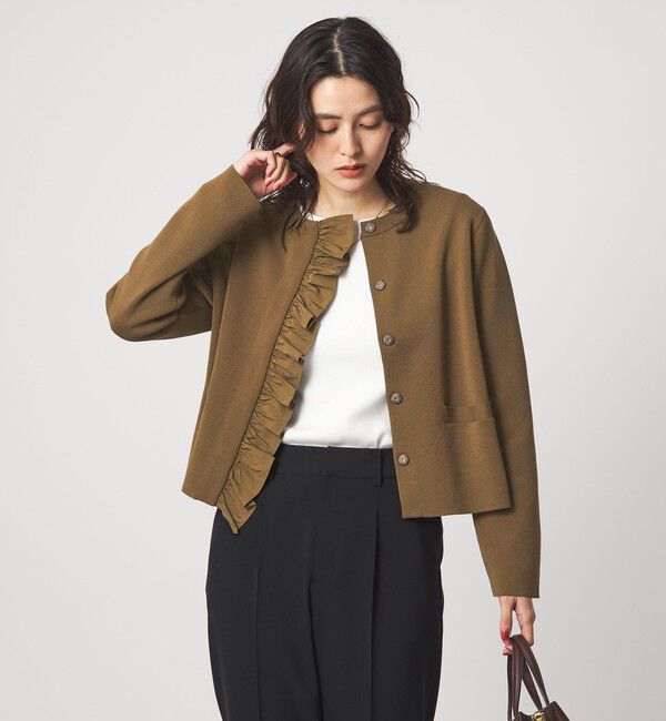 UNITED ARROWS green label relaxing「フロント フリル ニット カーディガン」|カーディガン|MD.BROWN