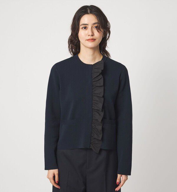 UNITED ARROWS green label relaxing「フロント フリル ニット カーディガン」|カーディガン|