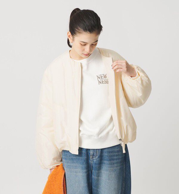 BEAUTY&YOUTH UNITED ARROWS「ポリエステルブレンド ノーカラーバルーンジップブルゾン」|ブルゾン・スタジャン|