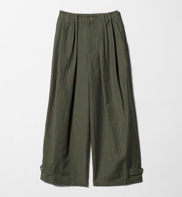 BEAUTY&YOUTH UNITED ARROWS「麻ブレンド ストライプ タブ タックパンツ」|スラックス|