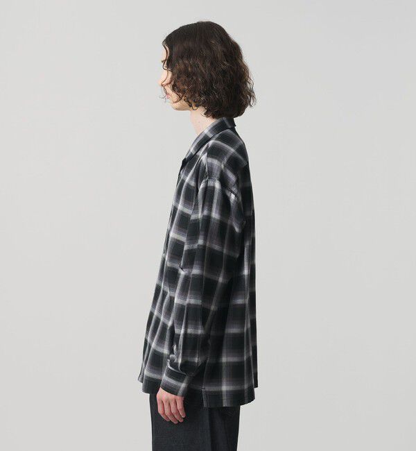 MONKEY TIME「コットン レーヨン オンブレ チェック オープンカラー シャツ」|シャツ・ブラウス|