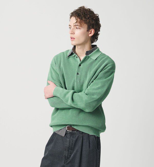 BEAUTY&YOUTH UNITED ARROWS「ギマ コットン アゼ 3ボタン ポロカラー ニット ウォッシャブル」|ニット・セーター|KELLY
