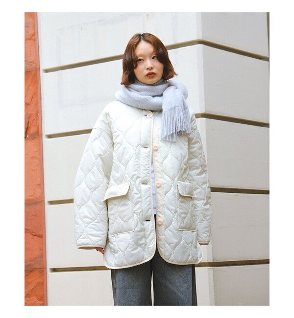 Ray BEAMS 「キルティング ノーカラー ブルゾン」|ブルゾン・スタジャン|