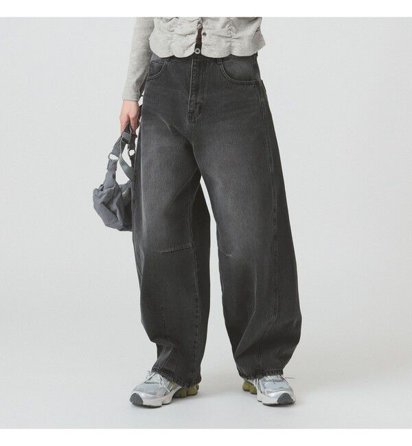 Ray BEAMS 「デニム バレル パンツ」|デニム|BLACK