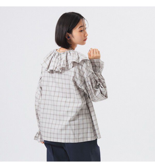 BEAMSBOY「チェック フリルカラー シャツ」|シャツ・ブラウス|