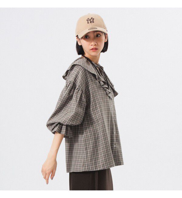 BEAMSBOY「チェック フリルカラー シャツ」|シャツ・ブラウス|