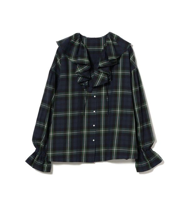 BEAMSBOY「チェック フリルカラー シャツ」|シャツ・ブラウス|