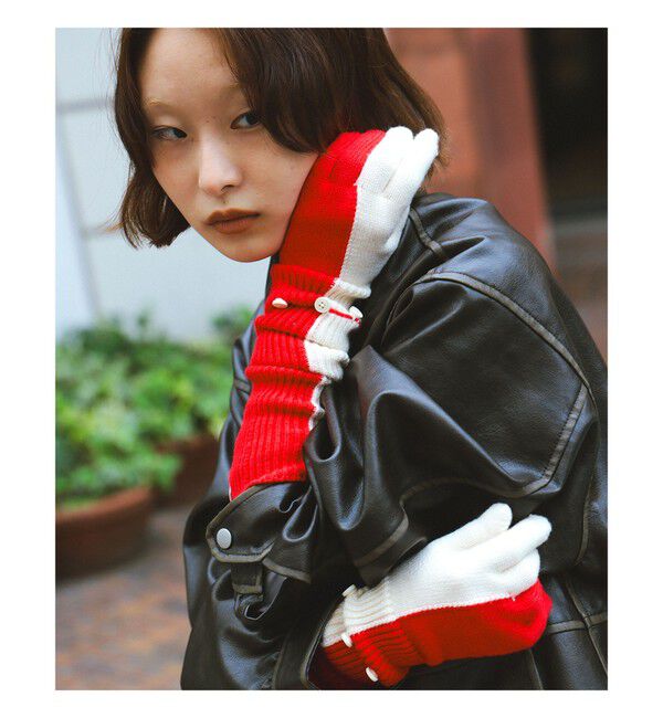 Ray BEAMS 「3way ロング グローブ」|手袋|IVORY*RED