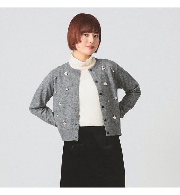 Ray BEAMS 「ビジュー クルーネック カーディガン」|ニット・セーター|