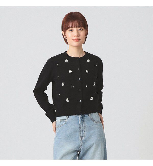 Ray BEAMS 「ビジュー クルーネック カーディガン」|ニット・セーター|