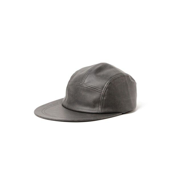 BEAMS PLUS「5 Panel Long Bill Aged Fake Leather」|その他|BLACK