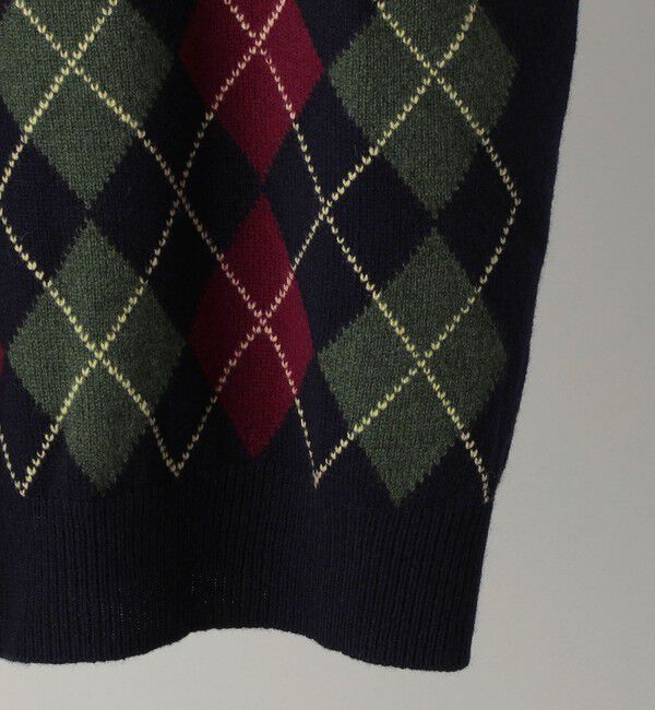 SHIPS「ALAN PAINE: 7ゲージ アーガイル Vネック ニットベスト」|ベスト・ジレ|