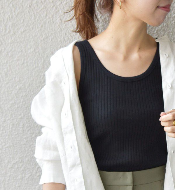 SHIPS any「SHIPS any:〈ウォッシャブル〉テレコ タンク トップ2」|タンクトップ|ブラック