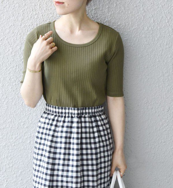 SHIPS any「SHIPS any:〈ウォッシャブル〉テレコ ハーフ スリーブ TEE」|Tシャツ・カットソー|