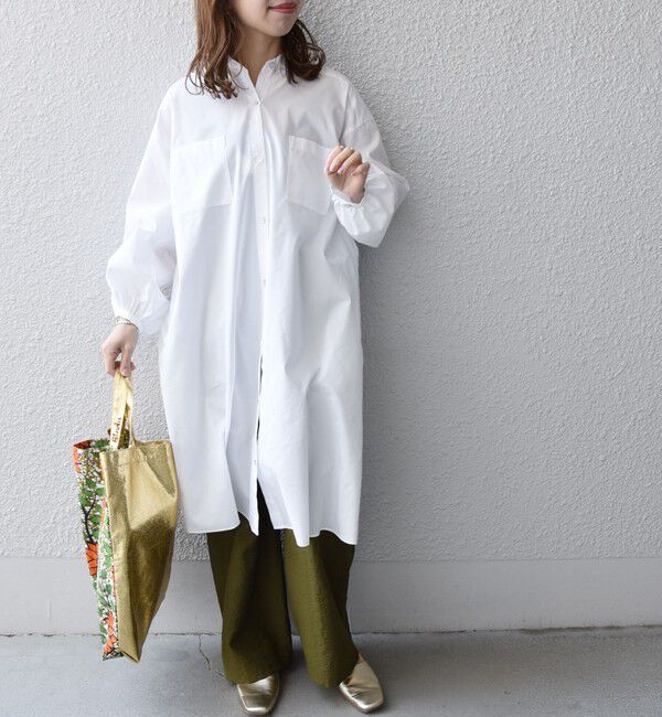 SHIPS any「SHIPS any:〈接触冷感・吸水速乾〉バック フリル ギャザー シャツワンピース」|ワンピース|