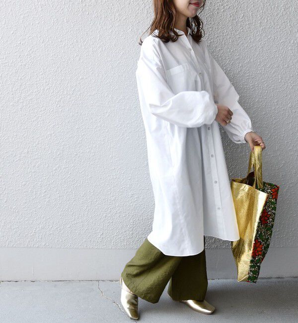 SHIPS any「SHIPS any:〈接触冷感・吸水速乾〉バック フリル ギャザー シャツワンピース」|ワンピース|