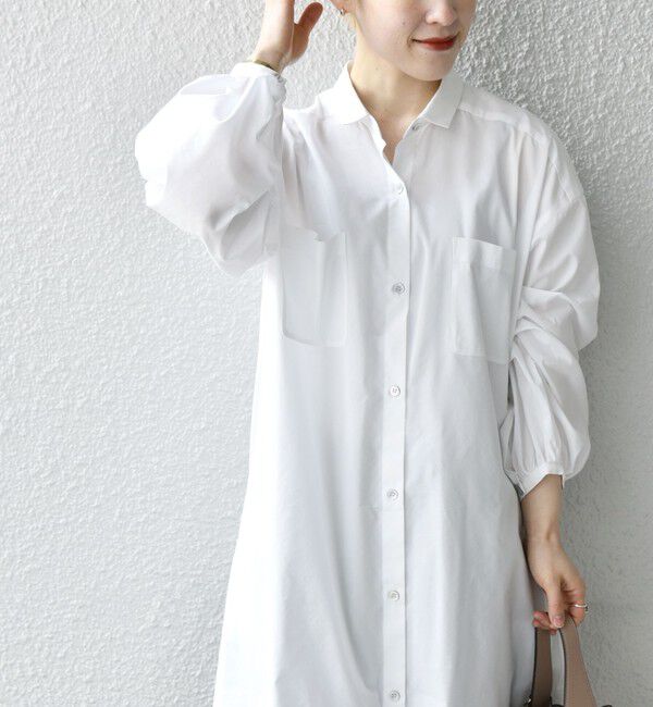 SHIPS any「SHIPS any:〈接触冷感・吸水速乾〉バック フリル ギャザー シャツワンピース」|ワンピース|