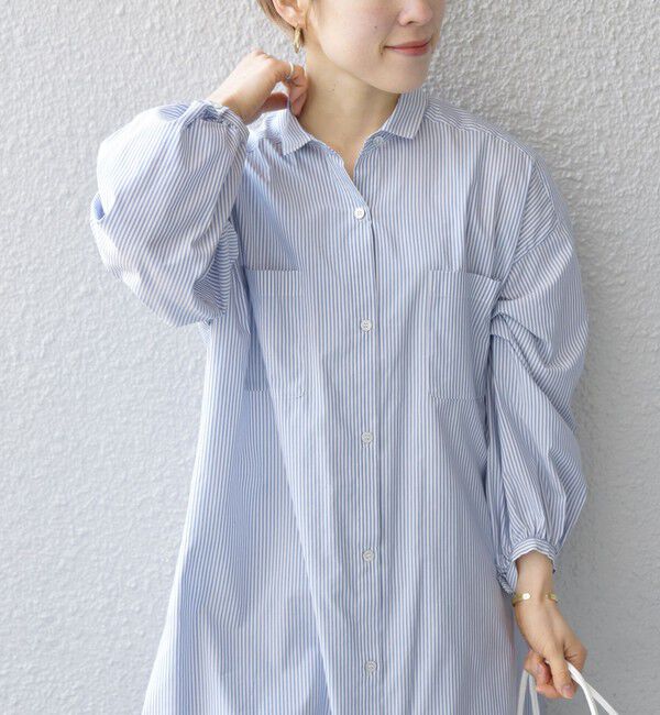 SHIPS any「SHIPS any:〈接触冷感・吸水速乾〉バック フリル ギャザー シャツワンピース」|ワンピース|