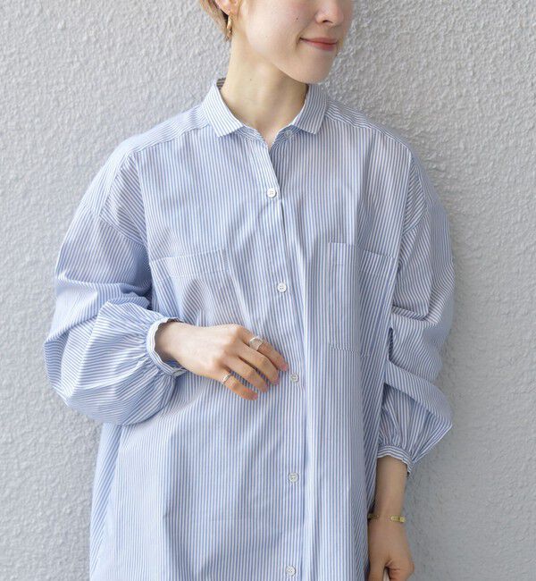 SHIPS any「SHIPS any:〈接触冷感・吸水速乾〉バック フリル ギャザー シャツワンピース」|ワンピース|