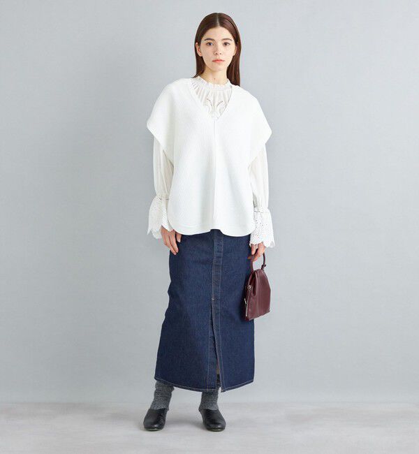 SHIPS for women「〈手洗い可能〉裾ラウンドVネックベスト◇」|ベスト・ジレ|