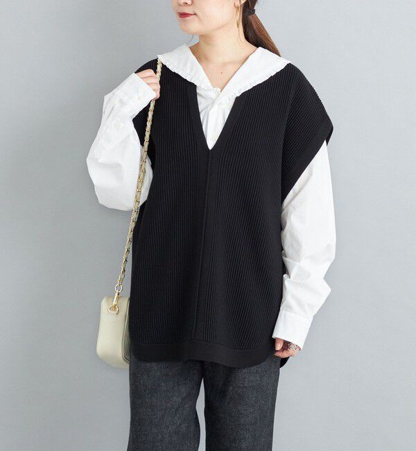 SHIPS for women「〈手洗い可能〉裾ラウンドVネックベスト◇」|ベスト・ジレ|