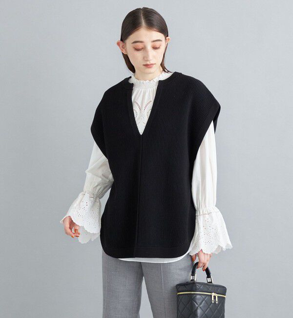 SHIPS for women「〈手洗い可能〉裾ラウンドVネックベスト◇」|ベスト・ジレ|